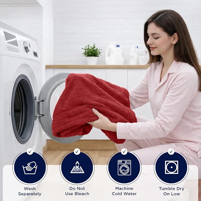 DAN RIVER Pack of 1 Jumbo Bath Sheet 40x80 Inches, Luxury Large Towels Oversized for Bathroom, Absorbent Plush Towels - Red