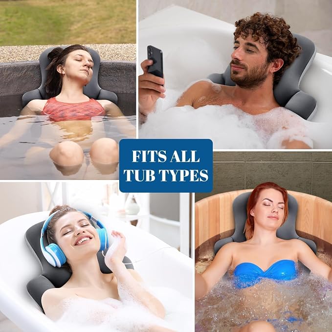 Full Body Bath Pillow for Bathtub, Thick & Luxury Bathtub Pillow Bathtub Cushion with 192 Suction Cups for Head & Neck, Back Support, Ideal Bath Pillows for Tub Women' Gifts Spa, Soaking