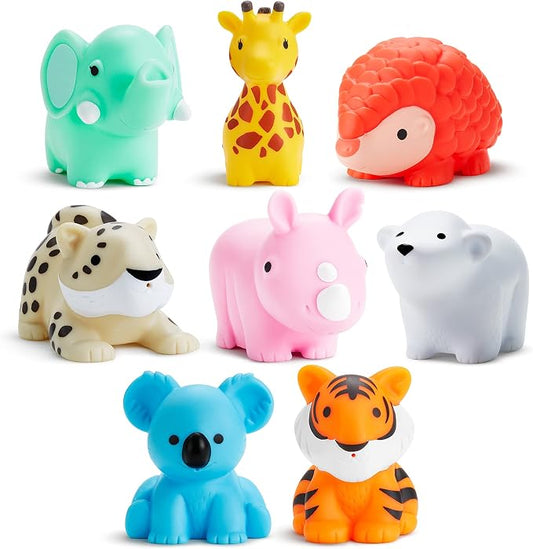 Munchkin Baby Bath Toy Squirts for Babies and Toddlers 9 Months and Up, Wild Animal Squirters, 8 Pack