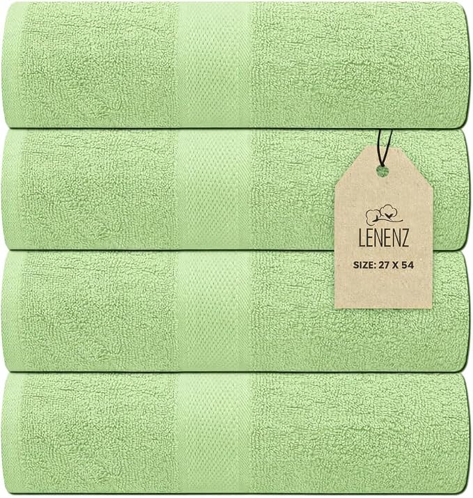 Luxury Bath Towels - 4 Pack Ultra Soft and Absorbent Cotton Bath Towels for Bathroom, Spa, and Hotel Use - Quick-Dry and Durable Towels Set 27x54'' (Dark Green)