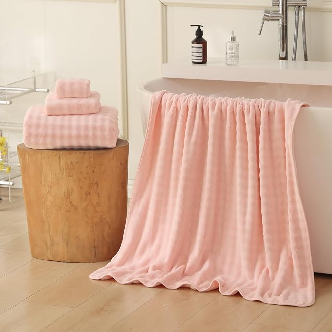 Bath Sheets Set 40x80 Inches Microfiber Extra Large BathTowels Super Soft Absorbent Quickly Dry Shower Towels for Bathroom (Pink,PK 1)