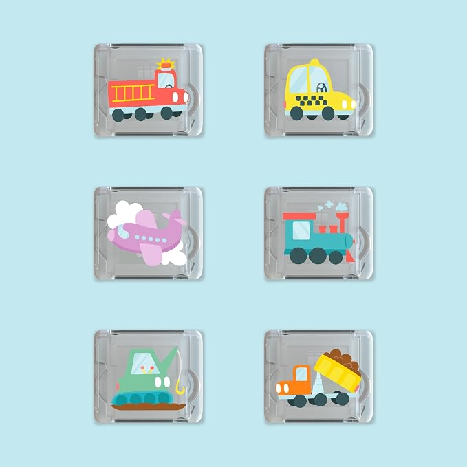 Glo Pals Water-Activated Light-Up Sensory Bath Toy Cubes for Bathtime and Sensory Play, Automobiles, Vibrant Light-Up Colored Cubes for Kids and Toddlers, Pack of 6