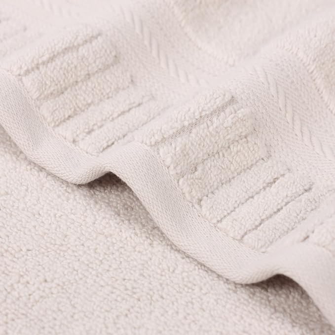 Superior Venice Zero Twist Cotton Medium Weight Towels, for Guest Bath, Bathroom, Shower, Spa, Plush Towels, Bath Essentials, Ribbed Textured Border, 8 Piece Assorted Towel Set, Silver