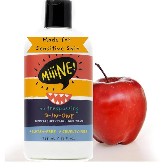 12oz Kids Shampoo and Conditioner 3 In 1 Apple Scented Body Wash with Gentle Formula - Gluten Free Made Cruelty Free in USA By Stylists
