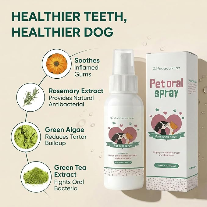 Milo Lab Co Dental Spray, Dental Spray,Dental Spray with Probiotics, Calendula Extract, Rosemary and Green Tea Extract,Easy Brushless Dog Breath Freshener - 3.38 Oz (1PCS)