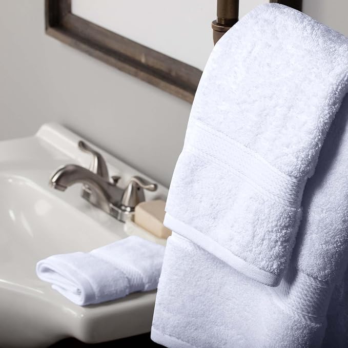SUPERIOR Egyptian Cotton Ultra Plush & Absorbent, 3 Piece Set, White | Quick Dry, Soft Luxury Towel Set, Bath Essentials, Guest Bath, Spa, 1 Bath, 1 Hand, 1 Face Towels, Madeline Towels