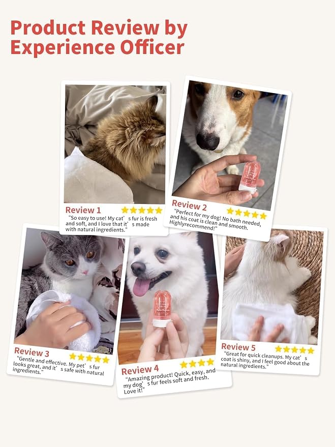 Concentrated Waterless Dog Shampoo & Cat Dry Shampoo, No Rinse Pet Grooming Serum, Plant-Based Gentle Formula, 8x12ml(0.4fl.oz) Travel Tubes, 4 Plant-Derived Scents for Sensitive Puppy Kitten