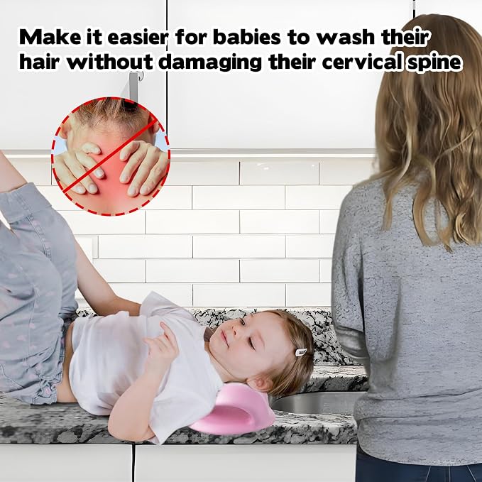 Hair Washing Station for Kids,7.3 x 6.9 x 3.1 in Ergonomic Kids Hair Washing Station,Sink Hair Washing Neck Pillow for Wash Time,Portable Hair Wash Basin for Children on Bathtub,On Floor,or Sink