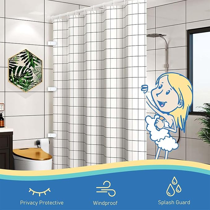 Thumb Shower Curtain Clips, Shower Splash Guard Holders, Bathtub Curtain Liner Clips for Windproof & Splash Water (White-8 Pack)