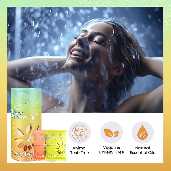 BodyRefresh Shower Steamers Aromatherapy 8 Pack - Shower Bombs for Stress Relief, Home Spa Self Care Relaxation, Spa Gifts for Women Mom Wife Sister Girlfriend