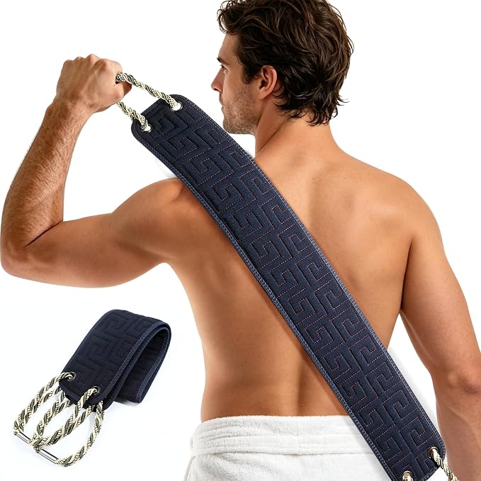 Exfoliating Back Scrubber for Shower, 38 Inches Long Back Exfoliator with Two Handles for Men and Women Acne, Double-Sided Bath Back Washer Body Cleaner to Scrub Your Skin