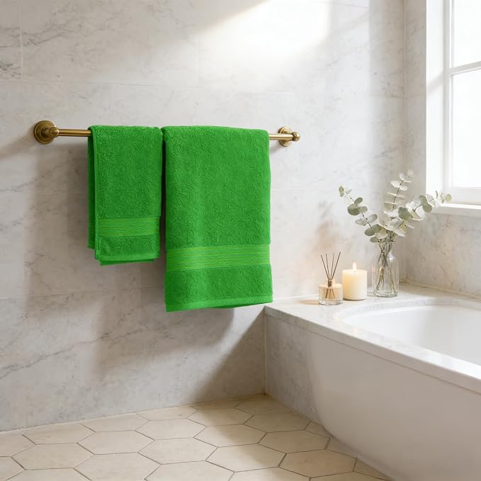 COZYART Kelly Green Bath Towels for Bathroom 6 Pcs, Turkish Cotton Bath Towel Set Super Soft Highly Absorbent Durable 650 GSM Shower Towels for Daily Use