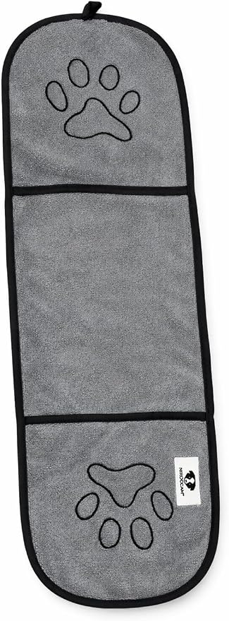 Dog Drying Towel with Hand Pockets, Ultra Absorbent Microfiber Dog Towel for Bath Time, Quick Dry Pet Towel for Small, Medium & Large Dogs, Soft & Lightweight (Grey)
