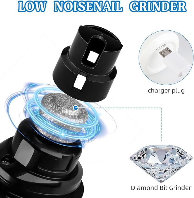2-Speed Silent Groom Pro Nail Grinder, Rechargeable Quiet Dog Nail Trimmer, Gentle Electric Pet Nail Grinder Tool for Medium Small Dogs & Cats