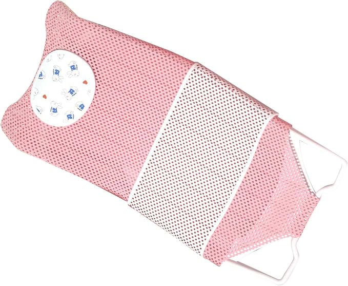 Baby Bath Seat Support, Non Slip Mesh Cushion Portable Bath Tub Seat Net for Newborns to Toddlers Pink PP Material with Pillow and Slip Pad