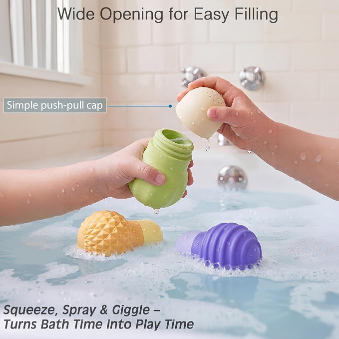 Sensory Squeezing Water Bath Toys for Toddlers,3PCS Bath Tub Pool Floating Toys for Babies Kids 1-3，Textured Fidget Toys Stocking Stuffers Gifts for Girls Boys 18+ Months