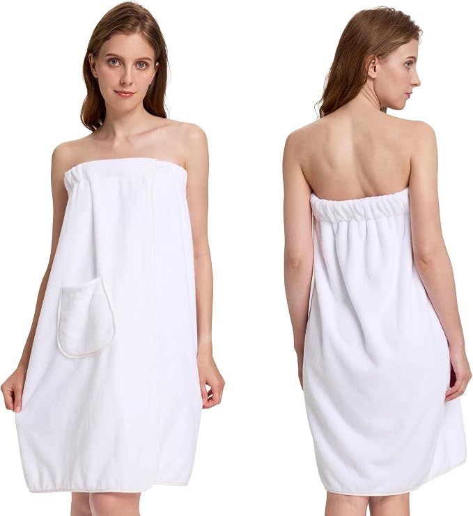 PJGGZ Towel Wrap for Women, Three Adjust Clasps Closure Bath Wraps After Shower Spa Sauna Bathrobe(Available in Plus Size)