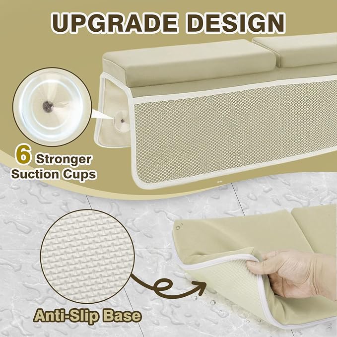 Water-Resistant Baby Bath Kneeler and Elbow Rest Pad Set, Soft Painless Tub Kneeling Pad for Bathing Baby with Toy Pocket Bathtub Knee Cushion Mat for First Time Mom Newborn Bath Time Essentials