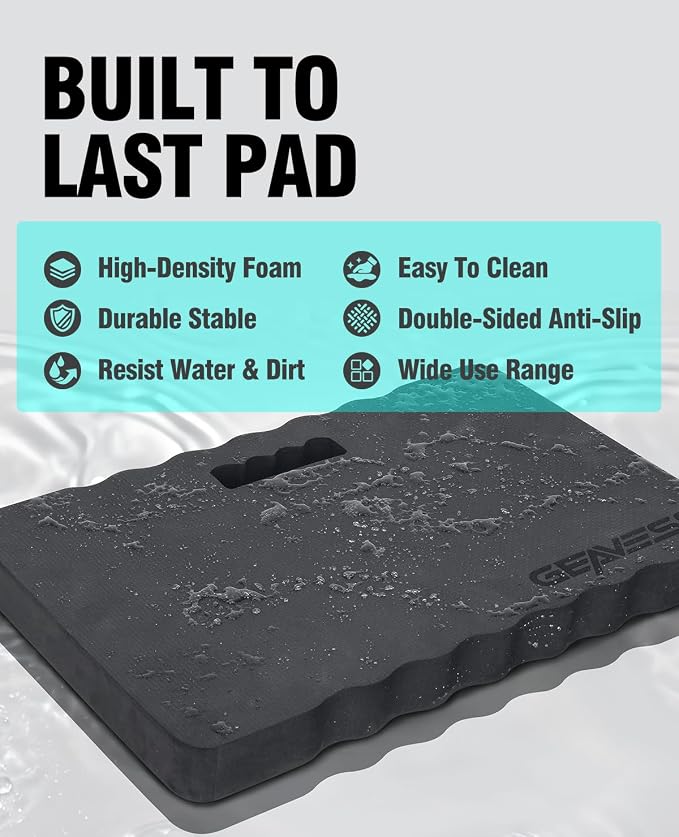 1.5" Extra Thick Garden Kneeling Pad, Comfortable Foam Knee Pad with Handle, Durable Supportive Knee Cushion for Gardening, Yard Work, Car Repairing, Workshop, Baby Bathing, 17.5"x11", Black
