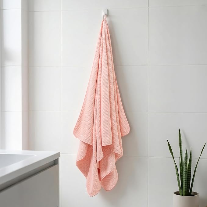 REDKISS Pack of 1 Jumbo Bath Sheet, 40 x 80 Inches Microfiber Oversized Bath Towel for Bathroom, Extra Large & Lightweight, Quick-Dry, Super Soft & Highly Absorbent, Perfect to Wrap Yourself in, Pink