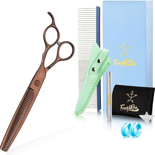 High-end Professional Dog Grooming Thinning Scissors Teeth Cutting Blending Shears Pet Texturizing Shears 7 Inch Extremely Very Sharp Stainless Steel Alloy For Cat Other Animals Groomer
