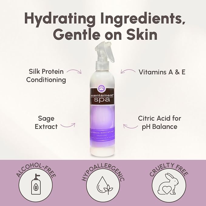 Best Shot Scentament Spa Botanical Body Splash, Body Spray for Pets, Cat and Dog Cologne Spray, Lavender Aloe, 8 Oz.