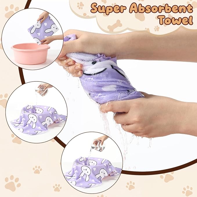 40 Pcs Dog Towels for Drying, 20"x40" Quick Drying Microfiber Pet Bath Towel, Dog Grooming Absorbent Towel with Cute Pattern, Soft Bathrobe for Large Medium Small Puppy Cat