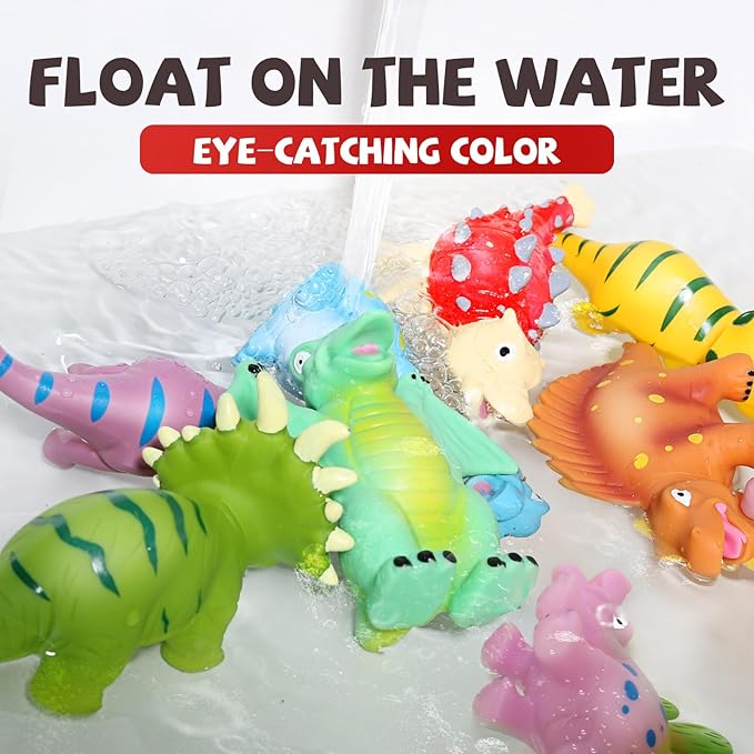 Hely Cancy Dinosaur Bath Toys for Toddler, No Hole Baby Bathtub Shower Water Pool Toys