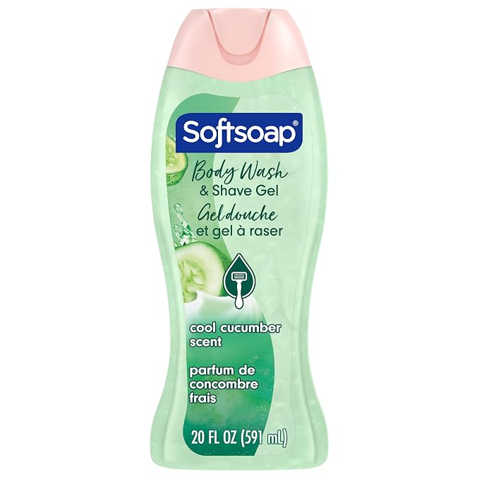 Softsoap Moisturizing Body Wash and Shave Gel, For Softer Feeling Skin, Helps Razor Glide, Cool Cucumber Scent, 20 fl oz