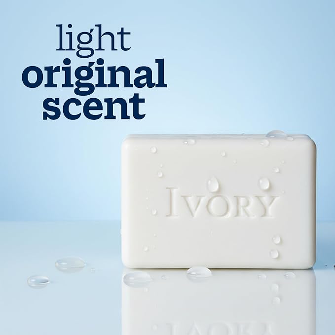 Ivory Gentle Bar Soap, Designed for Whole Family, 99.44% Pure Formula, Plant-Based Cleanser, Made Without Heavy Perfumes, Parabens & Phthalates, For All Skin Types, Original Scent, 3.17 oz (3 Count)