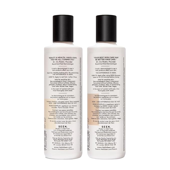 SEEN Shampoo & Conditioner Bundle, Scented - Non-Comedogenic Hair Care Set, Dermatologist-Developed, Safe for Sensitive, Eczema & Acne-Prone Skin