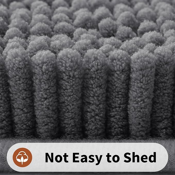 Yimobra Toilet Rugs U Shaped Washable - 24"x20" Non Slip Plush Contour Bath Rugs for Toilet - Super Soft Absorbent Quick Dry Toilet Mats for Bathroom,Dark Gray