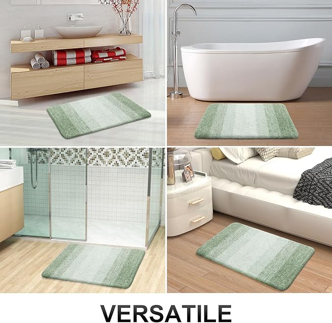 OLANLY Bathroom Runner Rugs Mat 70x24, Extra Soft Absorbent Microfiber Bath Rugs, Rubber Backing, Quick Dry, Washable Long Bath Mats for Bathroom, Tub and Shower, Home Decor Accessories, Sage Green