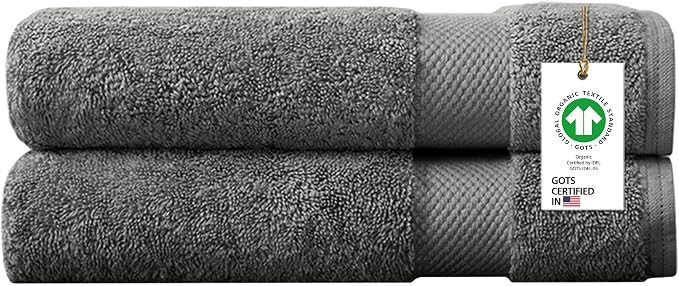 100% Organic Cotton Towels 650 GSM Plush Feather Touch Quick Dry Bath Sheet, Pack of 2 GOTS Certified, Oeko-Tex Green Certified, Organic Cotton Bath Sheet, 36"X70"