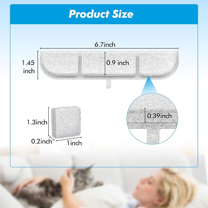 32 Pack Replacement Filters for DownyPaws Battery Operated Cat Water Fountain DPWFP6, Cat Fountain Filter Set for Downy Paws 84oz/2.5L Wireless Dog Pet Water Dispenser (16 Filters & 16 Sponges)