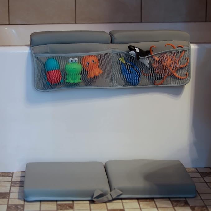 Acorn Baby Bath Kneeler and Elbow Rest Pad - Over Tub Foam Bathtub Kneeling Pad with Storage Pockets and Suction Cups 814205