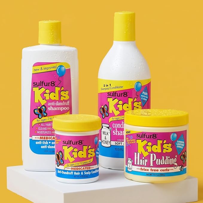 SULFUR8 Anti-Dandruff Shampoo for Kids 7.5 oz – Gentle Medicated Dandruff Control for Itchy Scalp, Mild Cleanse with Kid-Friendly Fresh Fragrance for Children & Sensitive Scalps