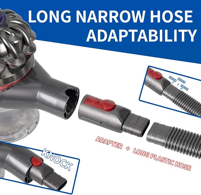 Vacuum Attachment Kit Compatible with Dyson V7 V8 V10 V11 V15 Vacuum Cleaner，Dryer Vent Hose Flexible Extension Hose Mattress Tool Stiff Brush Soft Bristle Crevice Tool Attachment for Home Cleaning