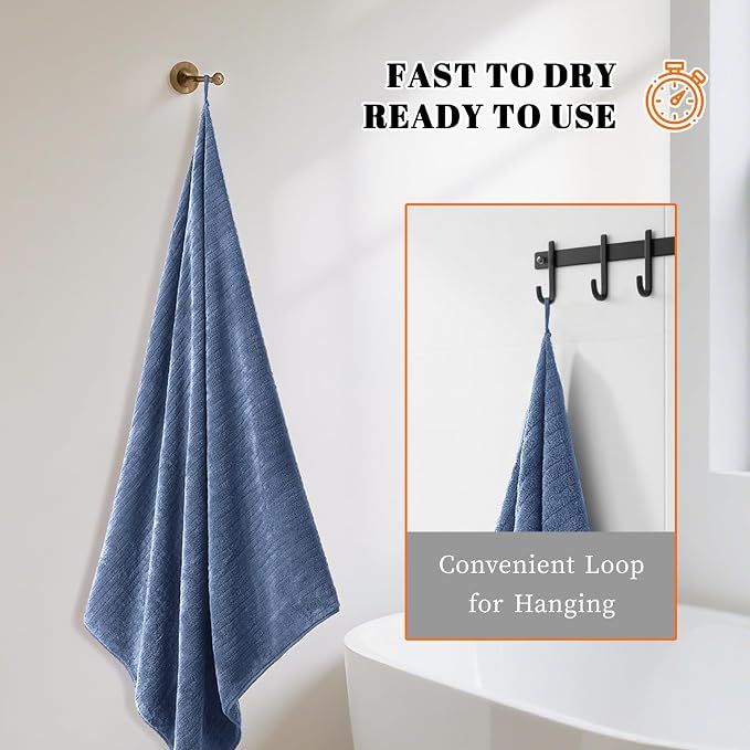 Bath Towels Set of 4 Extra Large 35 x 70 Inches,Luxury Thick High Absorbent and Quick Dry Bath Sheet,Ultra Soft Microfiber,Bathroom,Beach,Yoga,Sport,SPA,Fitness (Electric Blue)