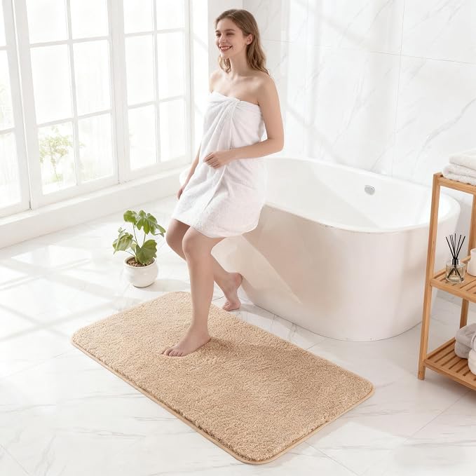 Exclusivo Mezcla Bathroom Rugs Mat 24x36, Extra Soft Non Slip Absorbent Microfiber Bath Rugs, Machine Washable Quick Dry Bath Mats for Bathroom Floor, Shower, Home Decor, Solid Camel