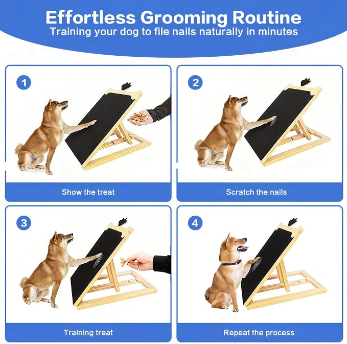 Dog Scratch Board for Nails, Adjustable Nail Filing Board with Mini Handheld Scratch Pad, Dog Nail File Alternative to Clippers and Grinders, Stress-Free At-Home Nail Care