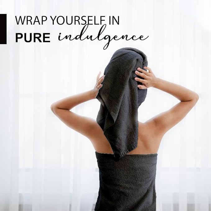 KAHAF COLLECTION 100% Cotton Bath Towels, 24x48 Pack of 6 Towels, Quick Dry, Highly Absorbent, Soft Feel Towel, Gym, Spa, Bathroom, Shower, Pool, Luxury Soft Towels (Grey, 24x48-6 Pack)