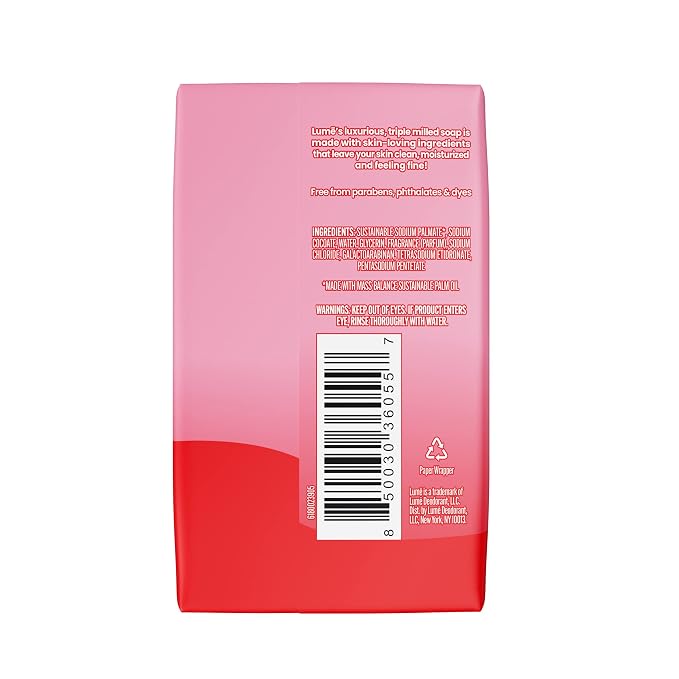 Lume Triple Milled Bar Soap - Rich Moisture & Gentle Cleansing - Paraben Free, Phthalate Free, Skin Safe - 5 ounce (Peony Rose)