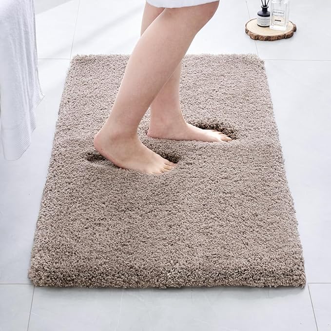 Bathroom Rugs Non Slip Washable,Ultra Soft Thick Shaggy Absorbent Bath Mats,High Density Foam Latex Non Slip Backing Bath Rugs,Microfiber Bath Mats for Bathroom Floor&Sink,24x17,Camel