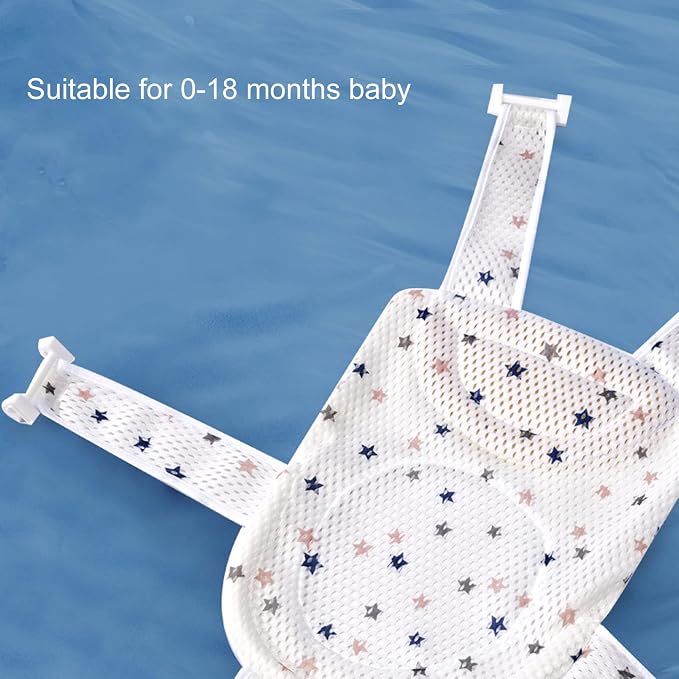 Baby Bath Seat Support Net Adjustable Versatile Infant Bathtub Sling Shower Mesh for Infant (Star)