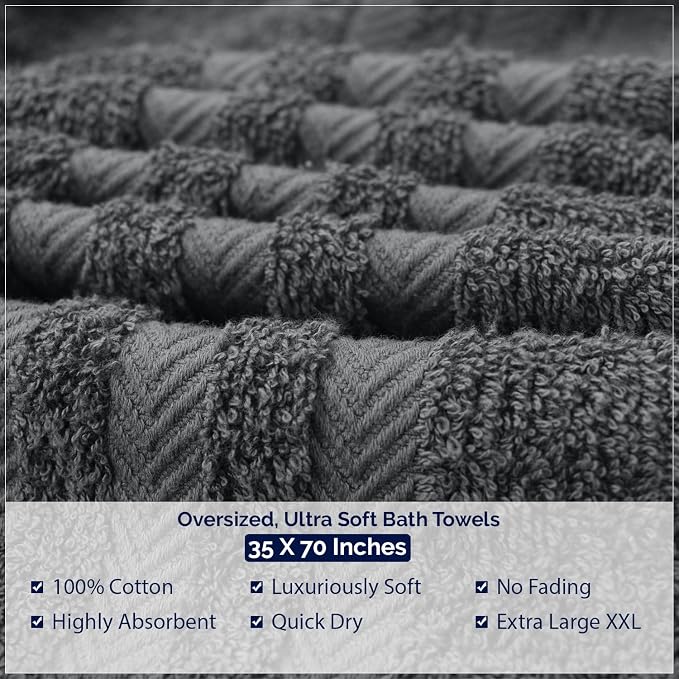 DAN RIVER 2 Pack Bath Sheets Extra Large 35x70, Large Bath Towels for Adults, XL Oversized Heavy Duty Towel Set, 600 GSM 100% Ring Spun Cotton, Soft Quick Dry, Grey