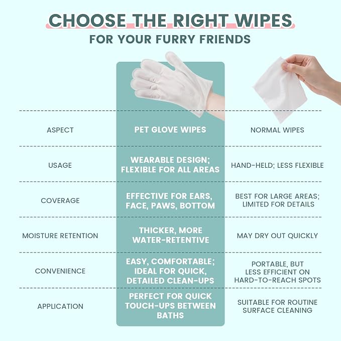 IMMHABI 50 Count Cleaning Deodorizing Pet Glove Wipes for Dogs & Cats, Hypoallergenic Dog Bath Wipes with Natural Deodorizer Persimmon Tannin, Pet Bathing Wipes for Horse Coat Care Unscented