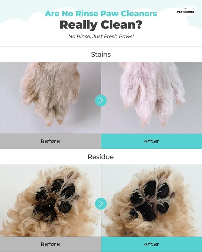 [PETHROOM] Zero Waterless Shampoo Foaming No-Rinse Dog Paw Wash | Quick-Dry & Deodorizing | Silicone Bristle Brush | Moisturizing & Hypoallergenic | Paw Cleaner for Dogs & Cats (2.87 fl oz.)