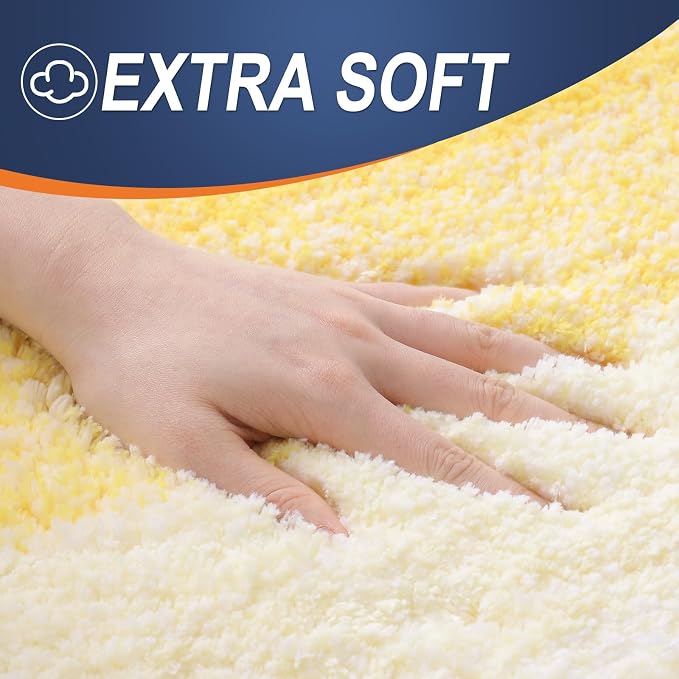 OLANLY Bathroom Runner Rugs Mat 59x24, Extra Soft Absorbent Microfiber Bath Rugs, Rubber Backing, Quick Dry, Washable Long Bath Mats for Bathroom Floor, Tub and Shower, Home Decor Accessories, Yellow
