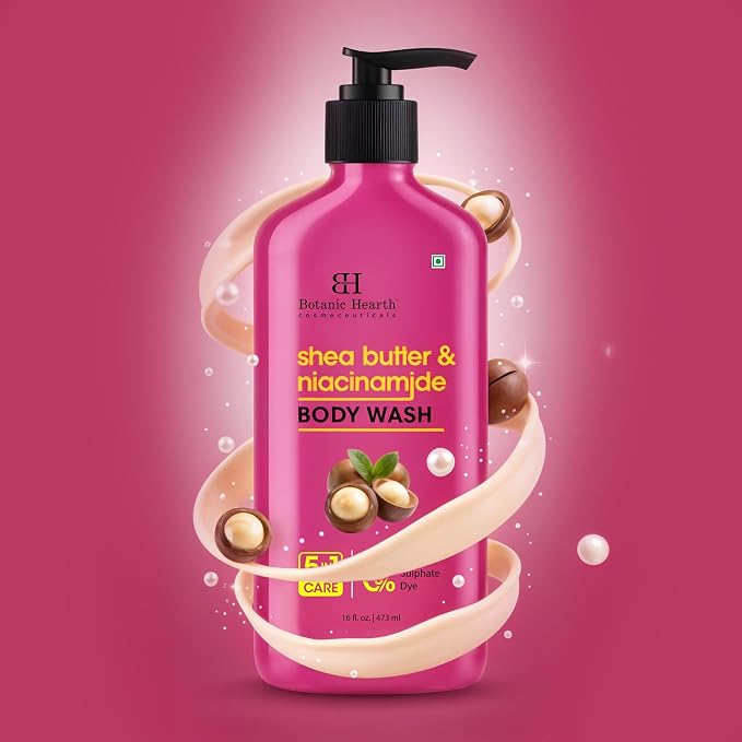 Botanic Hearth Shea Butter & Niacinamide Body Wash – Deeply Nourishing & Renewing Hydrating Shower Gel, Gentle Cleanser, Sulfate & Paraben Free – 16 fl oz